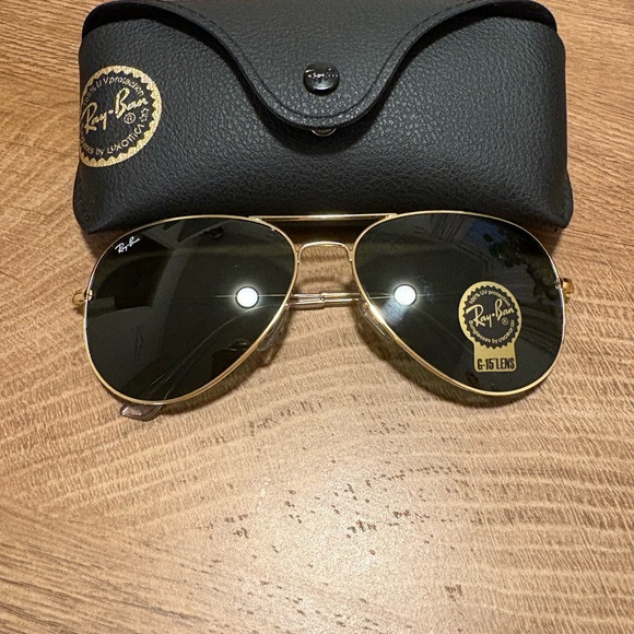 Ray-Ban Accessories - Ray-Ban Gold Frame Sunglasses with Black Lenses